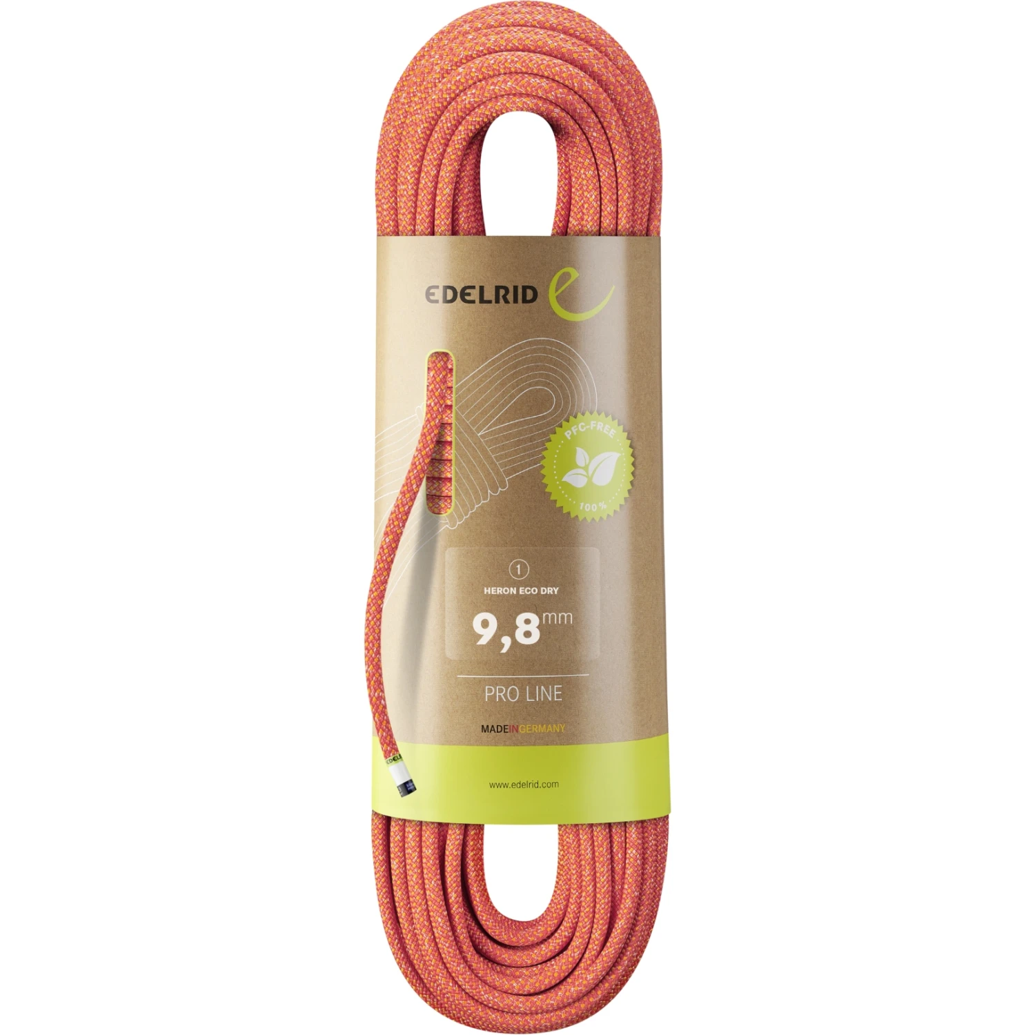 Edelrid Heron Eco Dry 9,8mm Touw - 60m - Fire 1 Edelrid Heron Eco Dry 9,8mm Touw - 60m - Fire