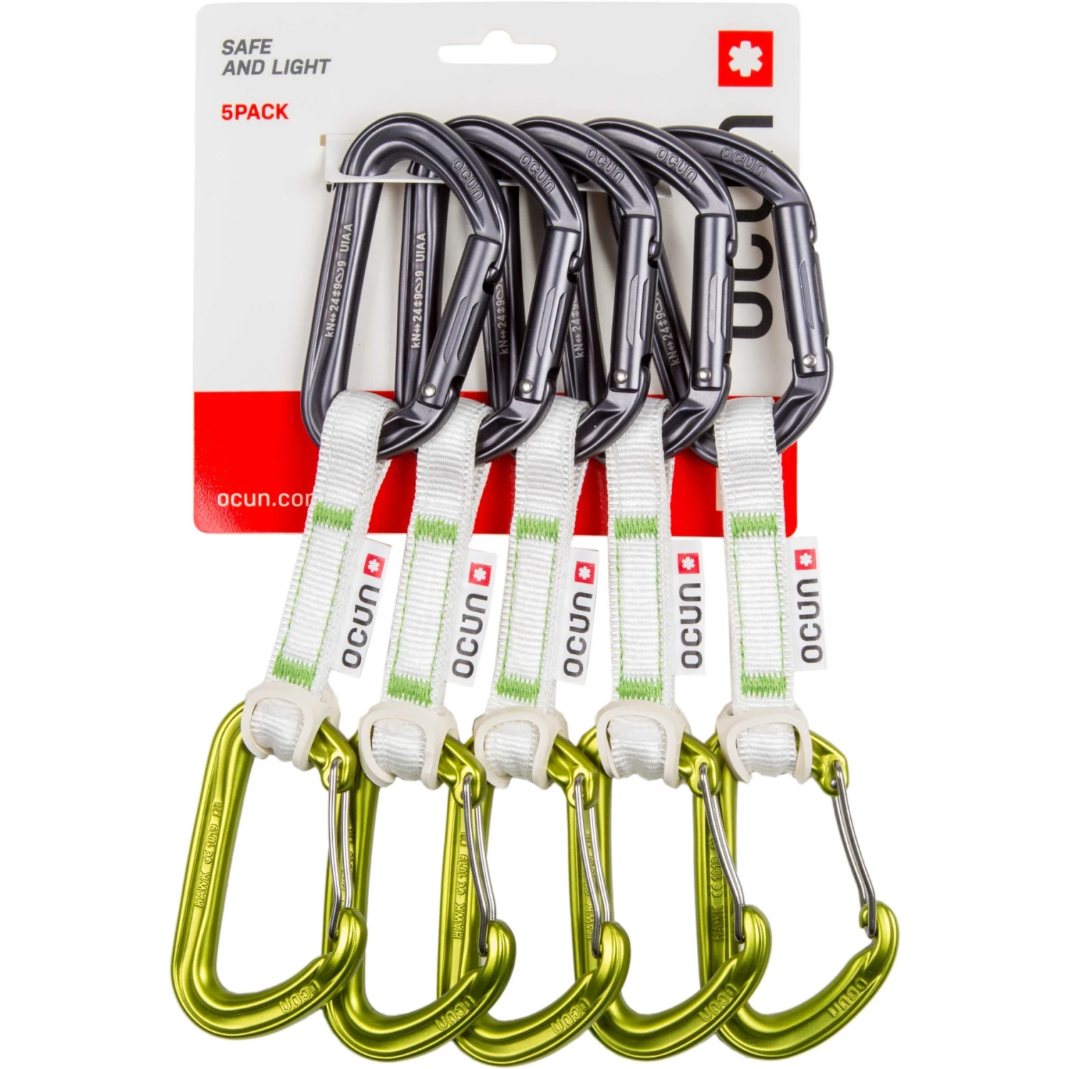 Ocun Ocún Hawk QD Combi Bio-DYN-Ring 15 Mm Quickdraw Set - 10 Cm - Pack Of 5 - Groen 1 Ocun Ocún Hawk QD Combi Bio-DYN-Ring 15 Mm Quickdraw Set - 10 Cm - Pack Of 5 - Groen